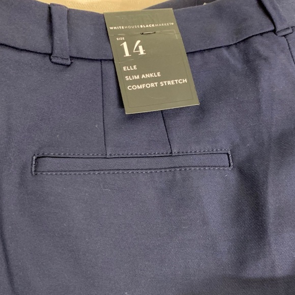 White House Black Market ELLE Slim Ankle Comfort Stretch Navy Women's Trousers - Picture 10 of 10